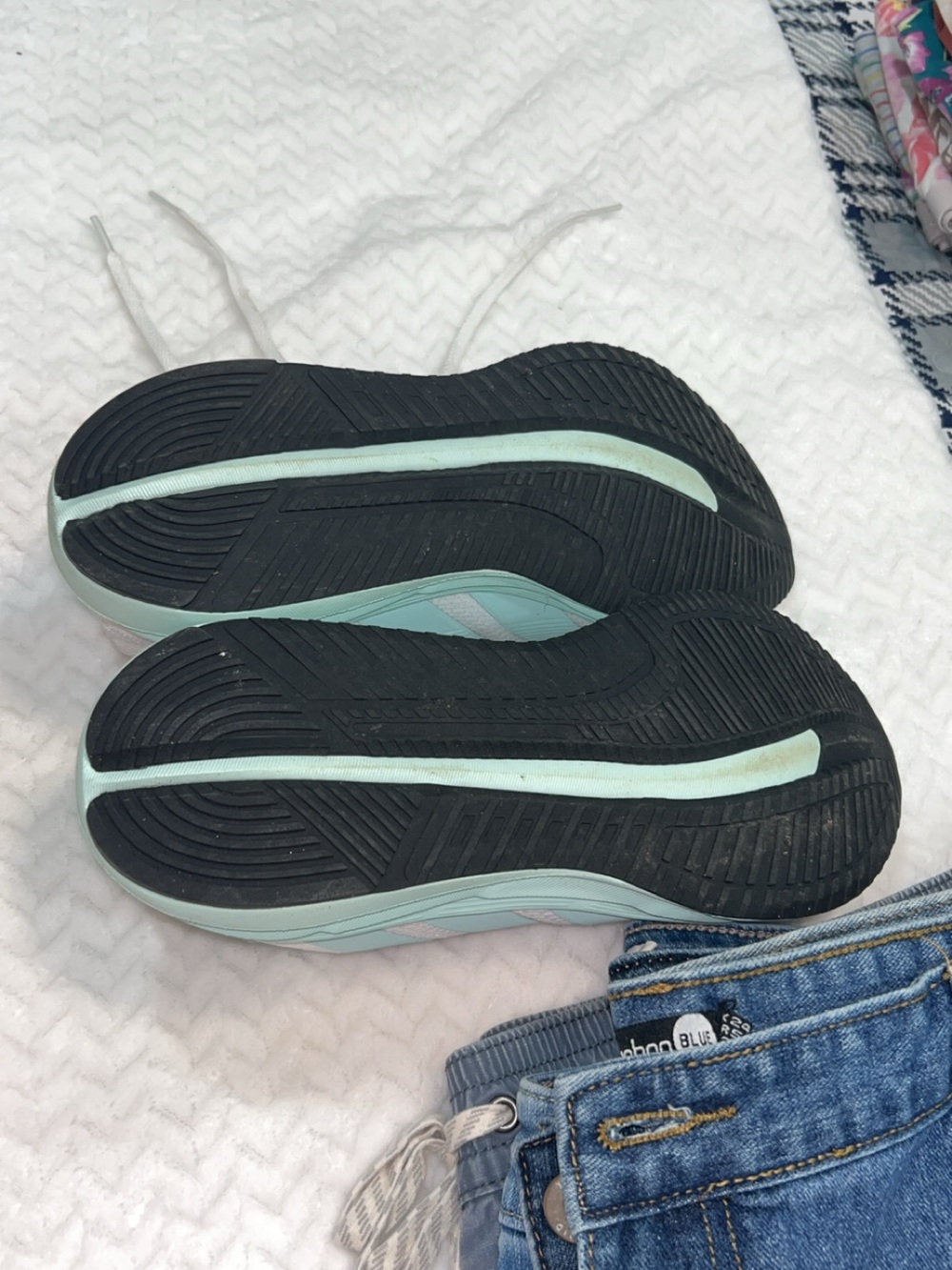 adidas Women's White and Mint Green Running Sneakers - Picture 5 of 6